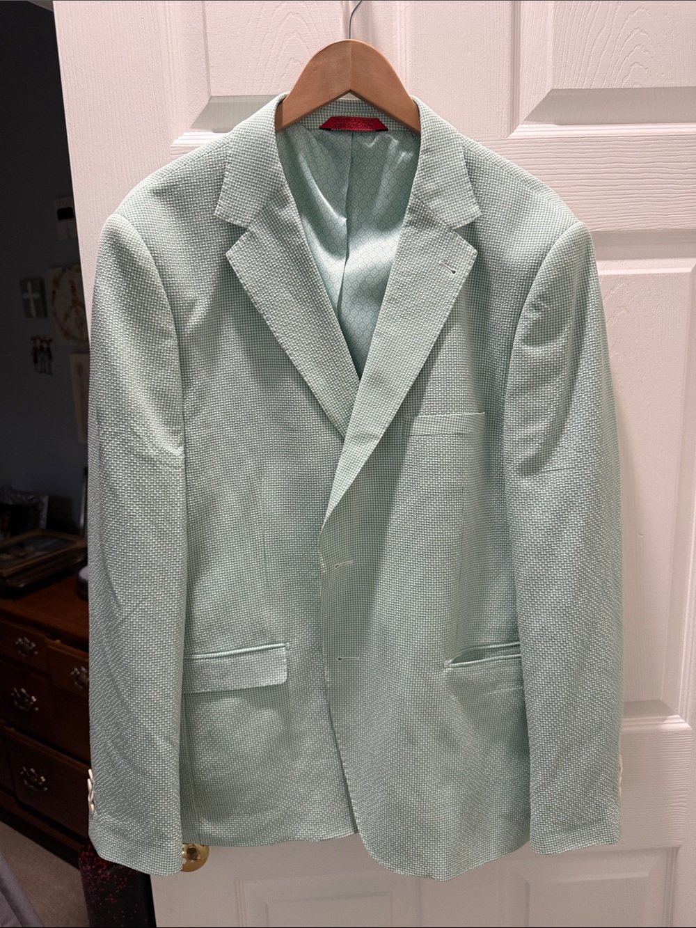 Zanetti Tailored Mint Green Textured Blazer - Lightweight Single-Breasted
